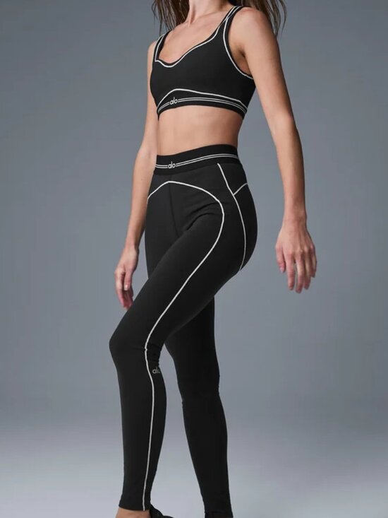 ALO Yoga Pants - Black/White💗ALO Yoga Heart Throb High Waisted Legging&Bra Set NWT|Flattering